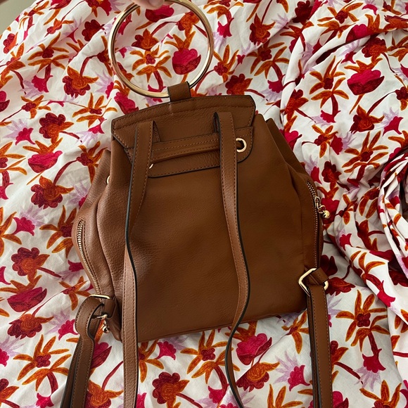 Lauren Conrad Brown Mini Backpack with Adjustable Straps and Gold Ring - Picture 4 of 9